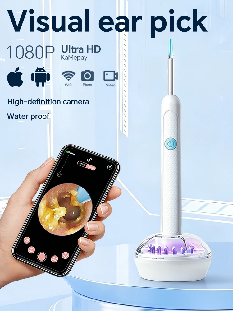 

Очиститель ушей с камерой Набор ушных палочек Отоскоп USB C Зарядка Эндоскоп Инструмент для удаления воска Ушная палочка Мини-камера Набор для чистки ушей