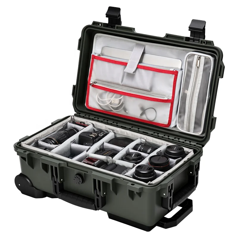 Maßgefertigter Kunststoff-Flightcase 212X Stoßfester Wasserdichter Hartschalen-Kameragereedschaftskoffer mit Gepolsterten Trennwänden