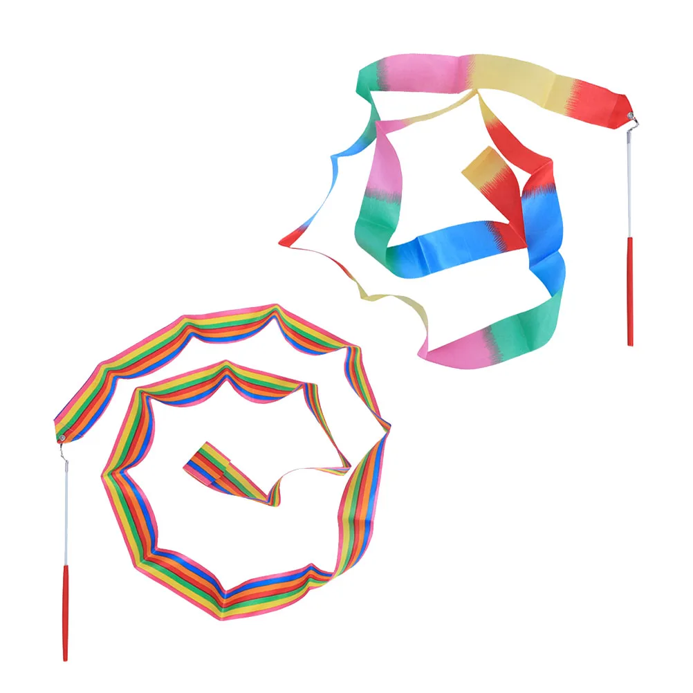 

4Pcs Dancing Gymnastics Ribbon Rhythmic Colorful 2m Twirling Streamers Gymnastics Training Dance Performance Marching Band