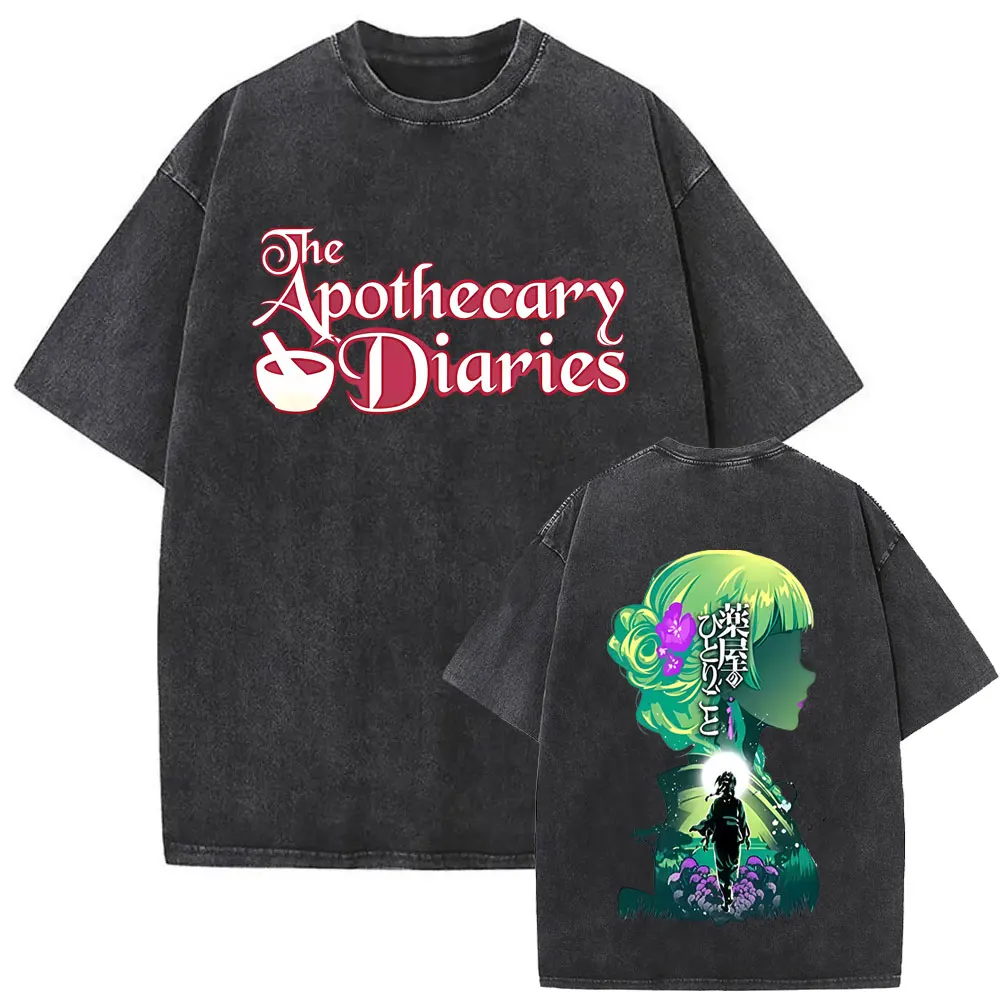 

Washed Vintage Anime The Apothecary Diaries Maomao Graphic Print T Shirts Men Women Clothing Casual Oversized T-shirt Streetwear