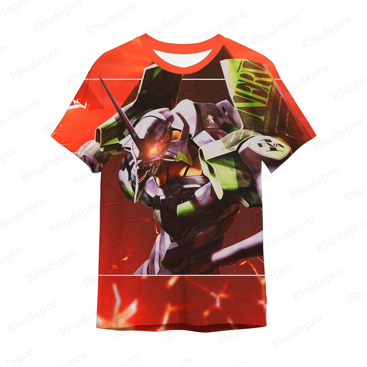 Camiseta Masculina Neon Genesis Evangelion Estampada, Roupa de Alta Qualidade, Y2K Essentials, Moda Streetwear, Novo, 2024