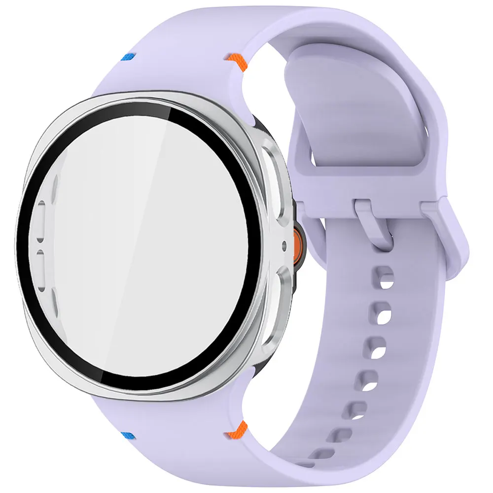 Strap For Galaxy Watch 8 Classic LTE 46mm PC Cover Silicone Watchband For Samsung Galaxy Watch 8 40mm 44mm Tempered Glass Case