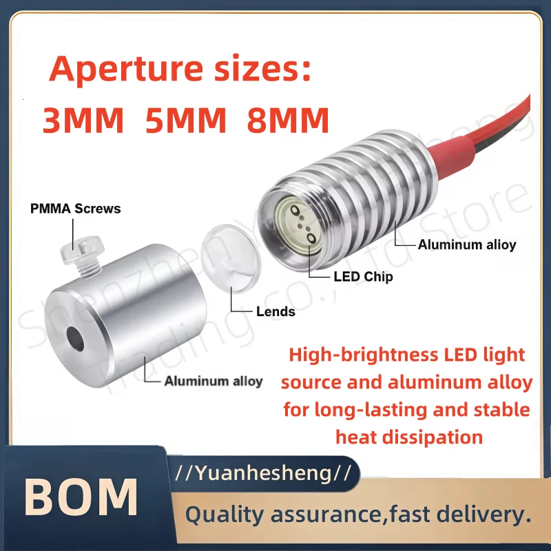 DC12V 1.5W 3/5/8MM bore diameter LED Aluminum alloy heat dissipation for Atmosphere decoration