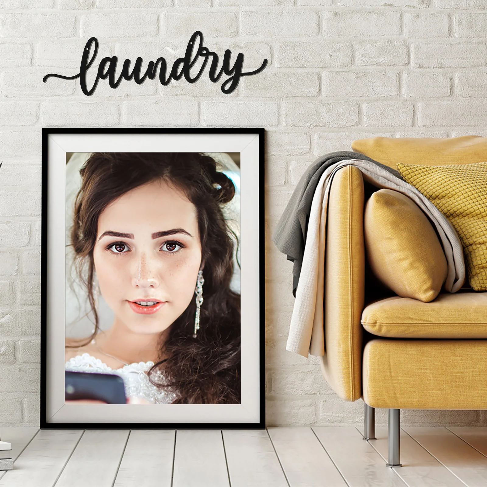 

1Set Creative Rusty Iron Art Laundry Sign Hanging Decor Laundry Room Wall Pendant Stylish Rustic Ornament Home Pendant