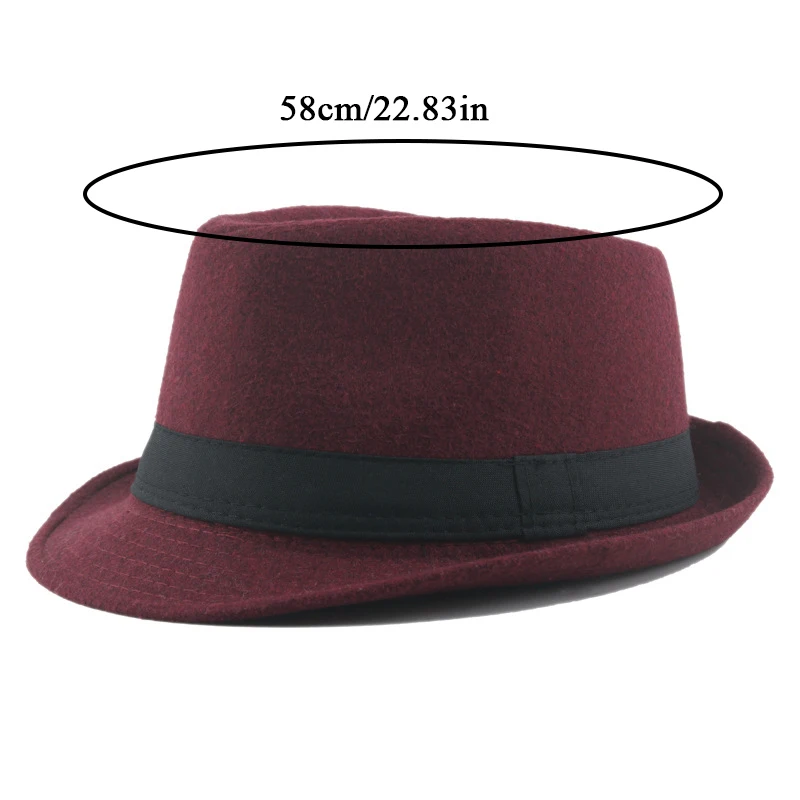 2022 Winter Short Brim Felt Hat Fedoras Top Round Caps Jazz Cap Bowler Hats Women Men Autumn Hemming Vintage Top Gentleman Cap