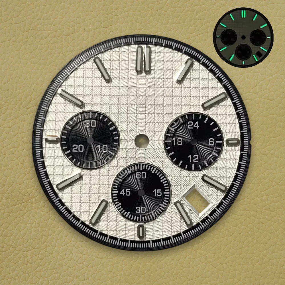 31.8mm S Logo Dial Suitable For VK63 Quartz Movement Green Luminous High Quality Oak Dial Watch Modification Accessories