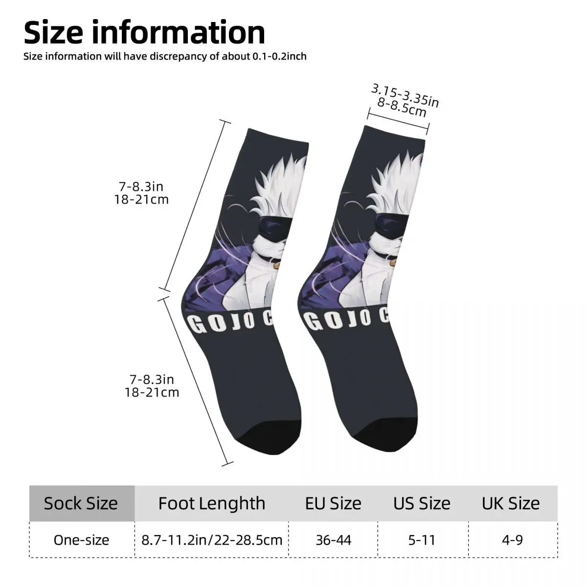 Funny Gojo Catoru Premium Sock for Men Hip Hop jujutsu kaisen Pattern Printed Boys Crew Sock Casual Gift official-website fugees image 3