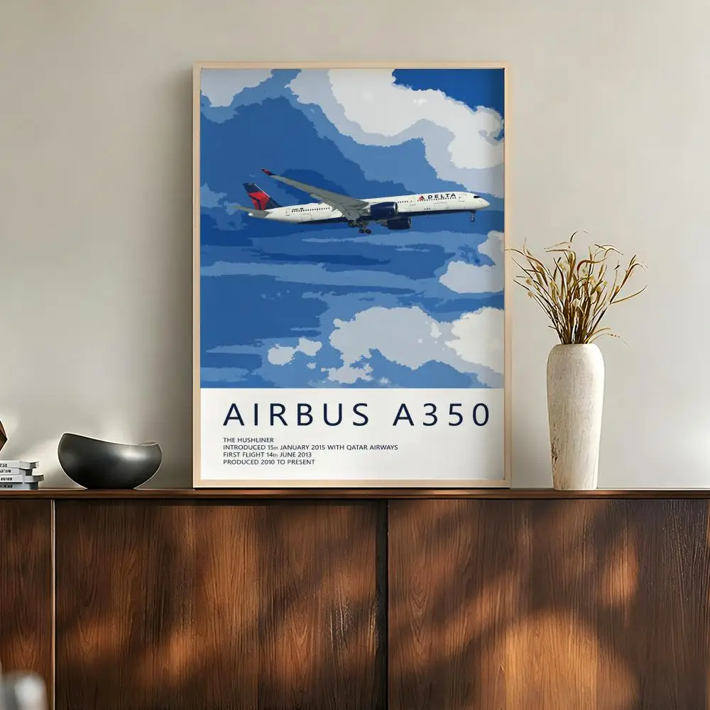 Commercial Passenger Aircraft Aviation Blue Sky Technical Poster Modern Aesthetic Wall Art for Home Bar Cafe Bathroom Decor