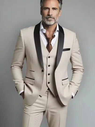 

Elegant Man Suit Blazer Formal Black Shawl Lapel New Formal Business Purple Men Suit Groom Groomsman Wedding Party