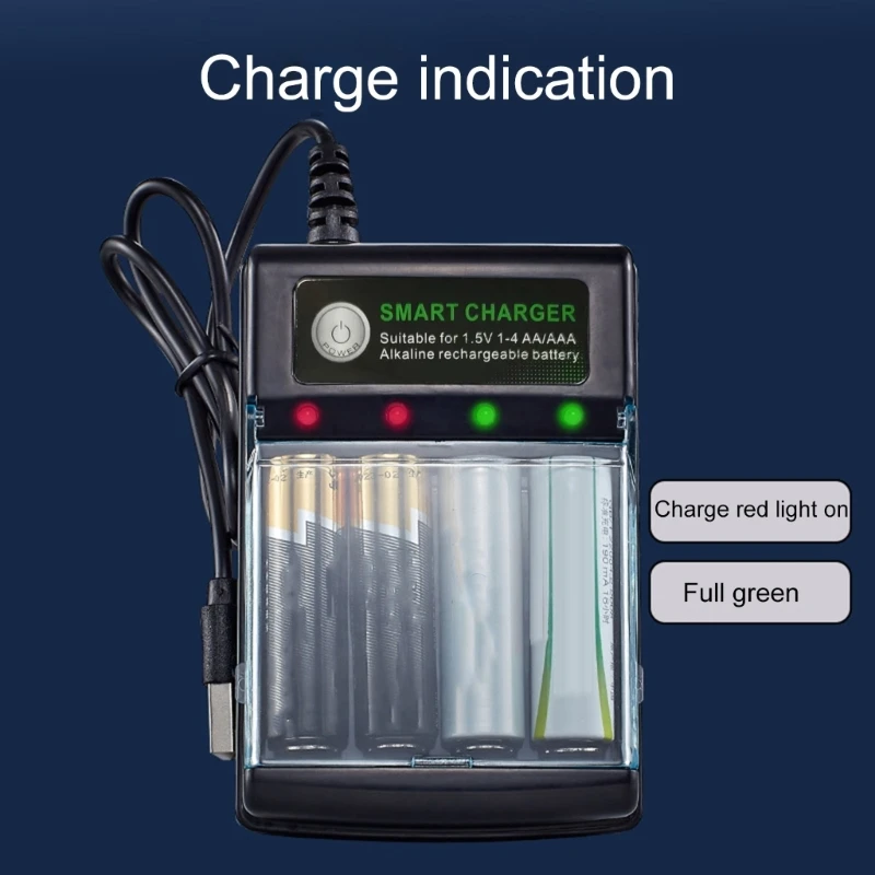 Alkaline Battery Charger 1.5V 4 Slots Digital Charging Circuit for Multiple Reusability and Friendly Electronics Power