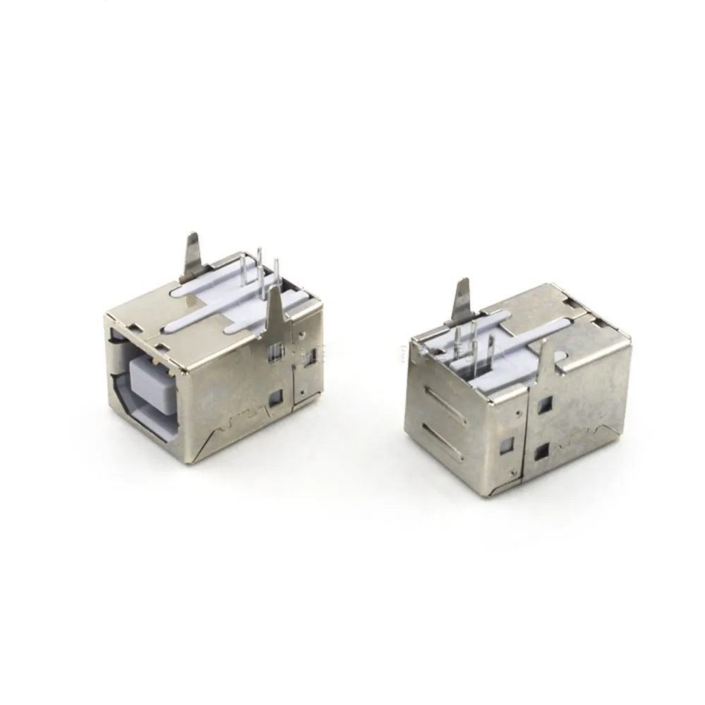 100 Stücke USB buchse usb B Typ Weibliche 90 grad PCB schweißen eltern Rechtwinklig Stecker Für Drucker Datenschnittstelle weiß/Schwarz – Detail 3