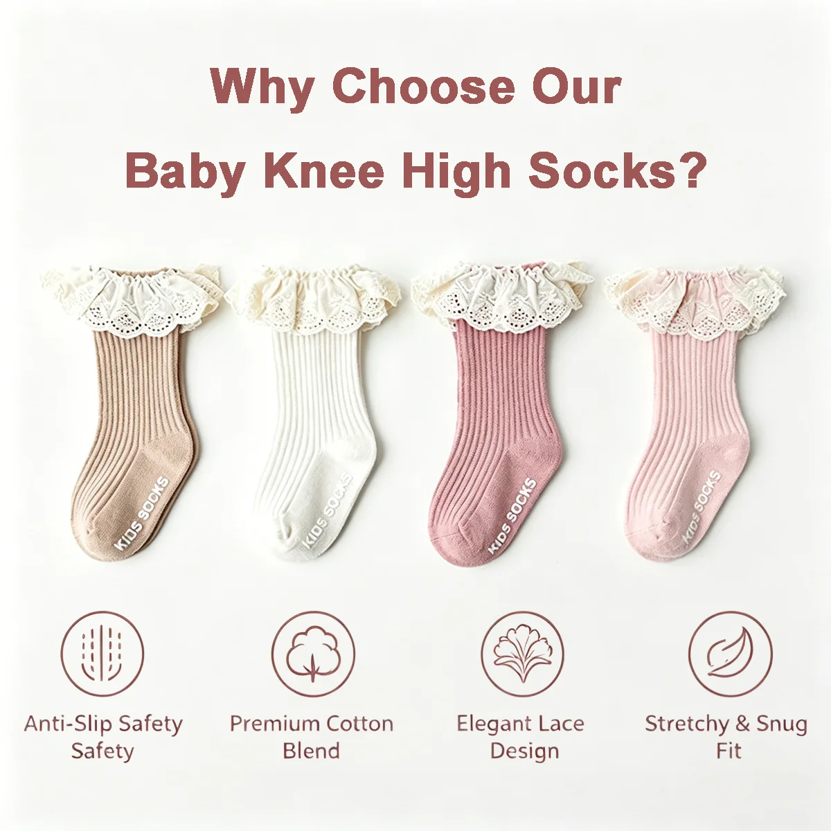 Newborn Baby Girl Knee High Socks Soft Cotton Anti Slip Toddler Lace Socks Winter Infant Kids Leg Warmers Kids Clothing for 0-3Y