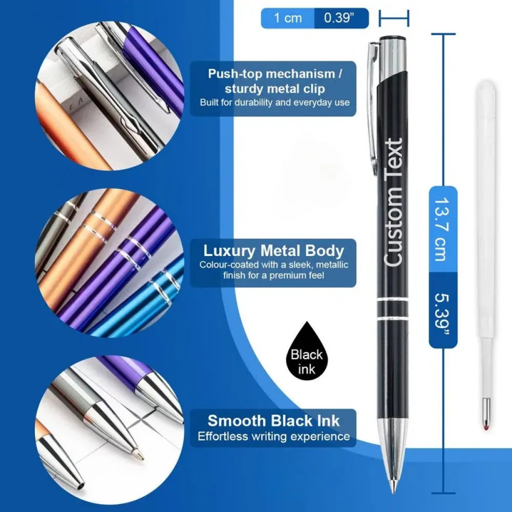 20pcs Bulk Custom Pens Personalized Name Engraved Text Logo Black Ink Ballpoint Pen For Business Events Promotion Gifts 1/5/10pc