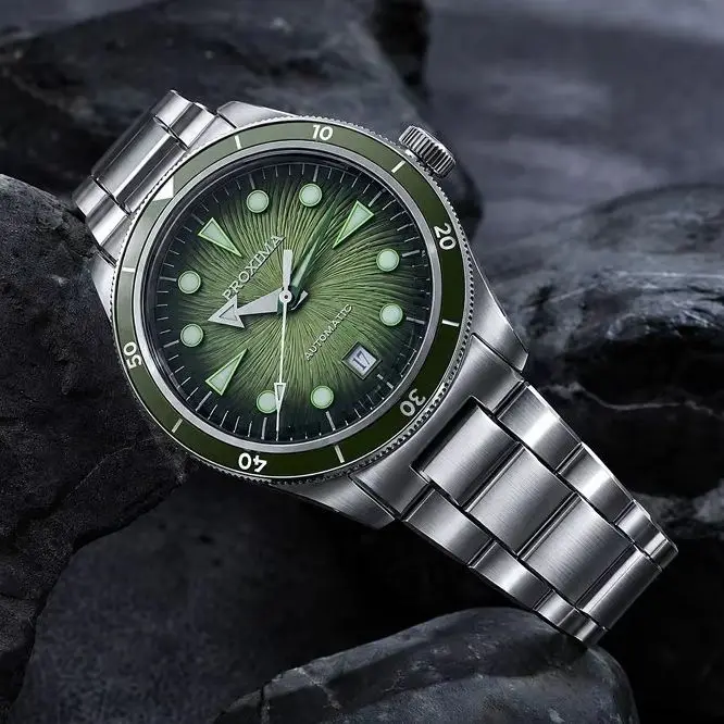 Proxima Men Automatic Watch 39mm Mechanical Wristwatch Diver 100m Waterproof Luminous Sapphire Mirror 