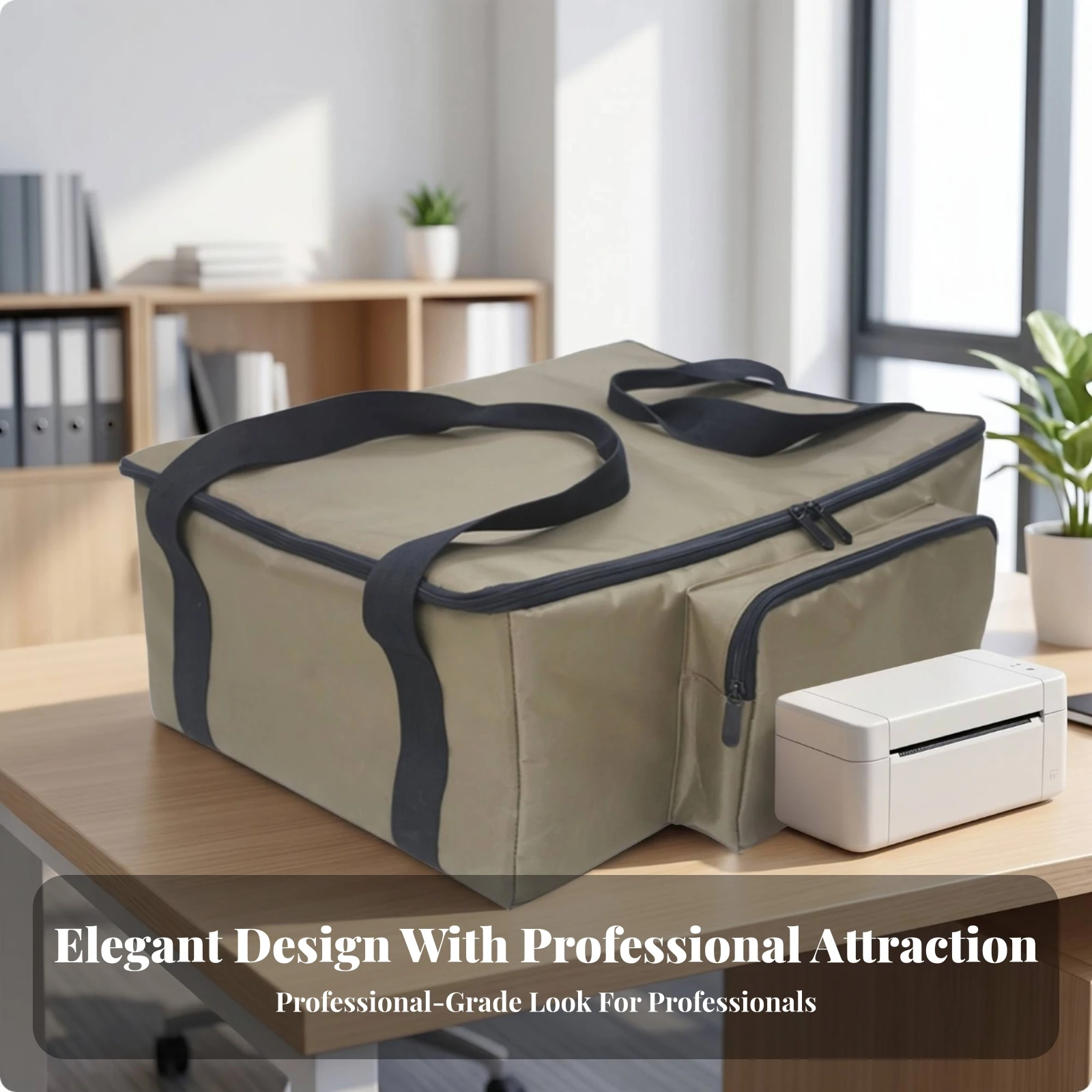 Portable Printer Bag Office Accessory Lined Two Handles Oxford Material Printer Bag