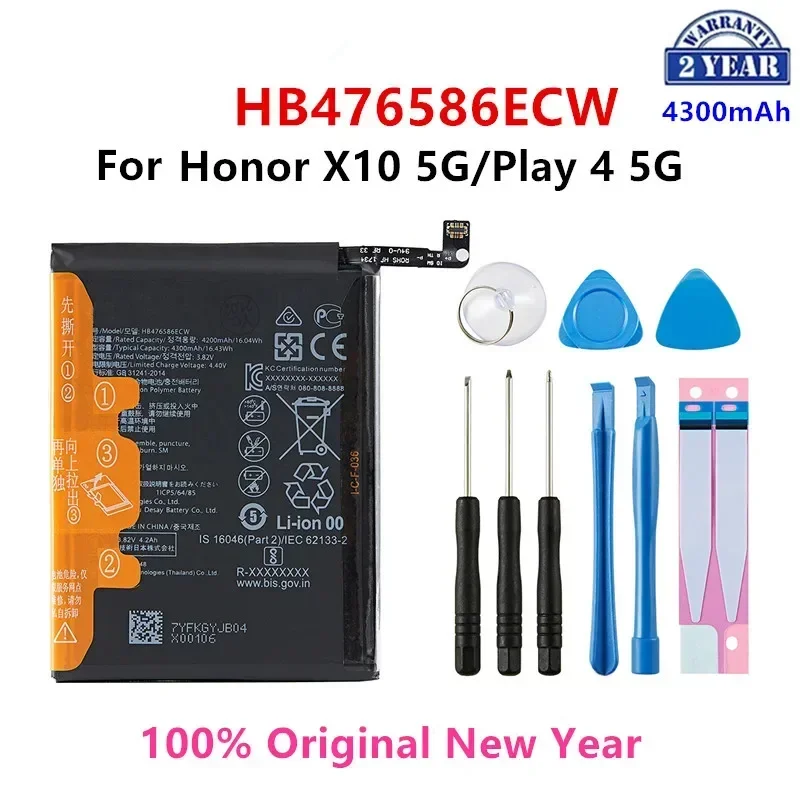 100% Orginal  HB476586ECW 4300mAh Battery For Huawei Honor X10 5G Play4 Play 4 5G Replacement Batteries +Tools