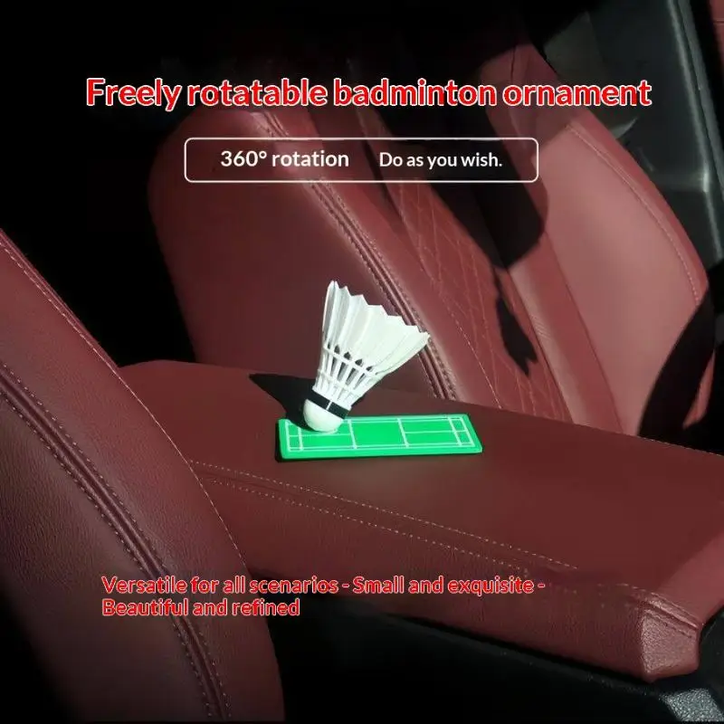 Creative Fun Rotating Badminton Car Ornament Shaking Shuttlecock Dashboard Decor For Car Decoration And Badminton Enthusiasts