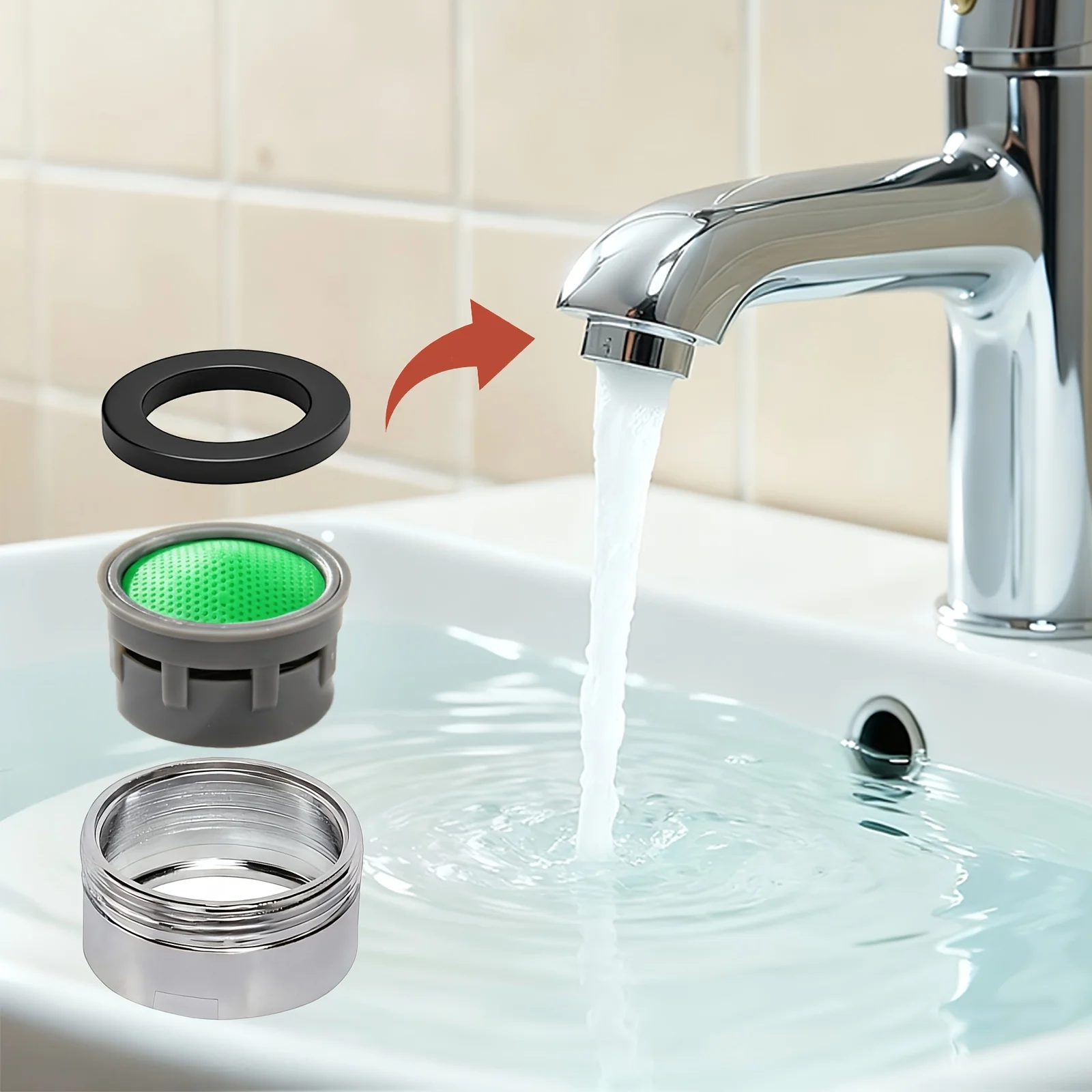 6PCS Basin Tap Filter-Tap Aerator- Faucet Plastic Insert Replacement Nozzle Filter - Faucet Flow Restrictor Replacement Parts