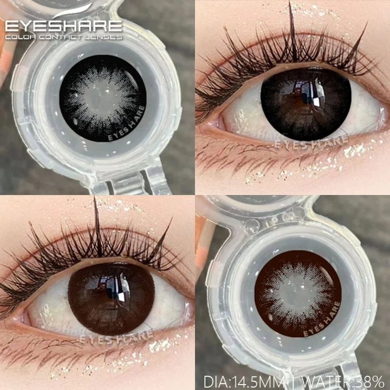 EYESHARE 1 Paar Kontaktlinsen für den Jahresgebrauch, modische farbige Kontaktlinsen, kosmetische graue Schüler, schöne natürliche schwarze Augenlinse für Schüler