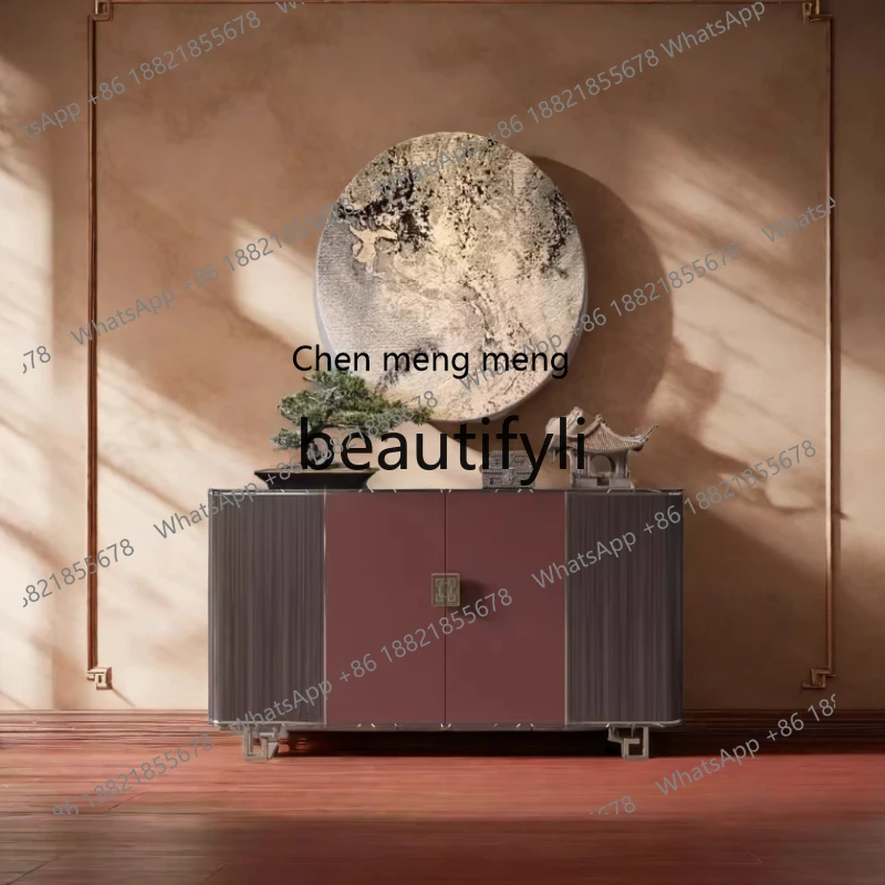 New Chinese-style front door entrance cabinet for home use, hotel red dining side cabinet, light luxury tea cabinet for clubs  R
