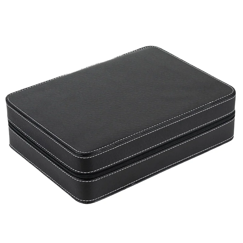 Easy Portable 6 Slots 10 Slots 12 Slots Pu Leather Zipper Watch Case Box Flip Cover Watch Jewelry Storage Box Customizable Logo