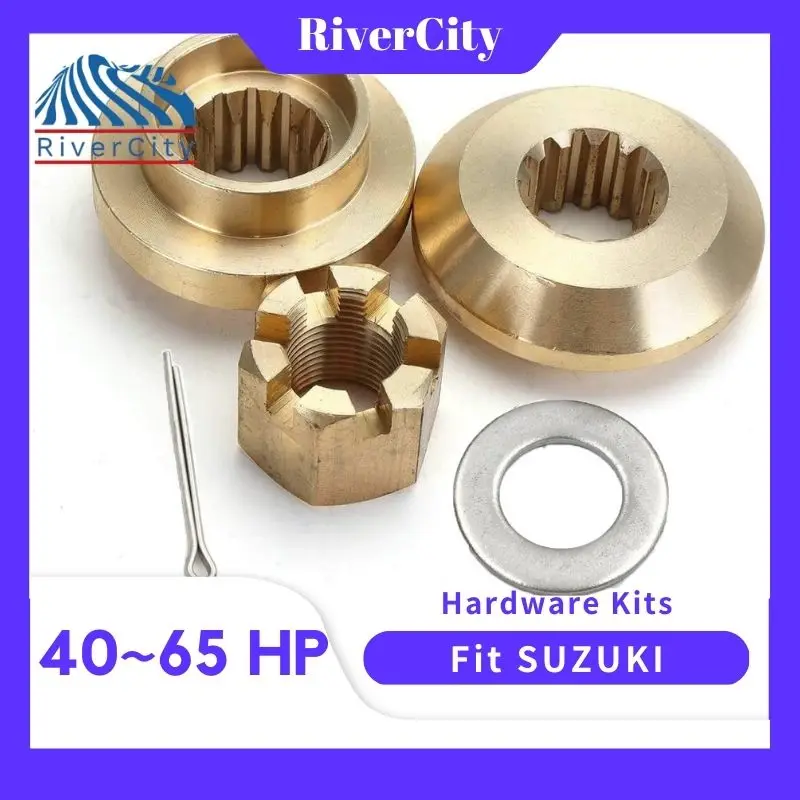 RiverCity Hardware Kit 40-65HP Thrust Washer/Spacer/Nut/Cotter Pin for Suzuki Outboard Propeller 35HP 40HP DF50A 55HP 60HP 65HP