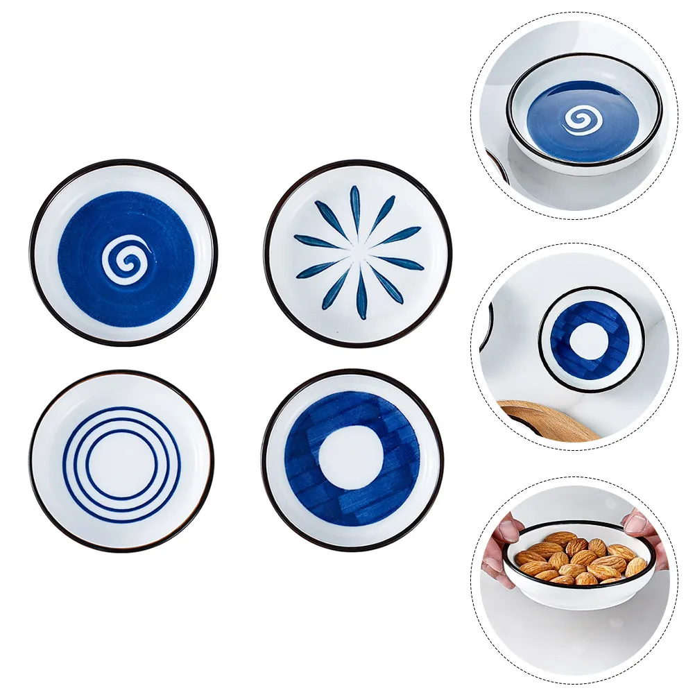 Juego de 4 Platos de Cerámica para Salsas, Estilo Japonés, para Salsas, Mostaza, Vinagre, Aceite, Chile, para el Hogar, Cocina, Fiestas, Barbacoa