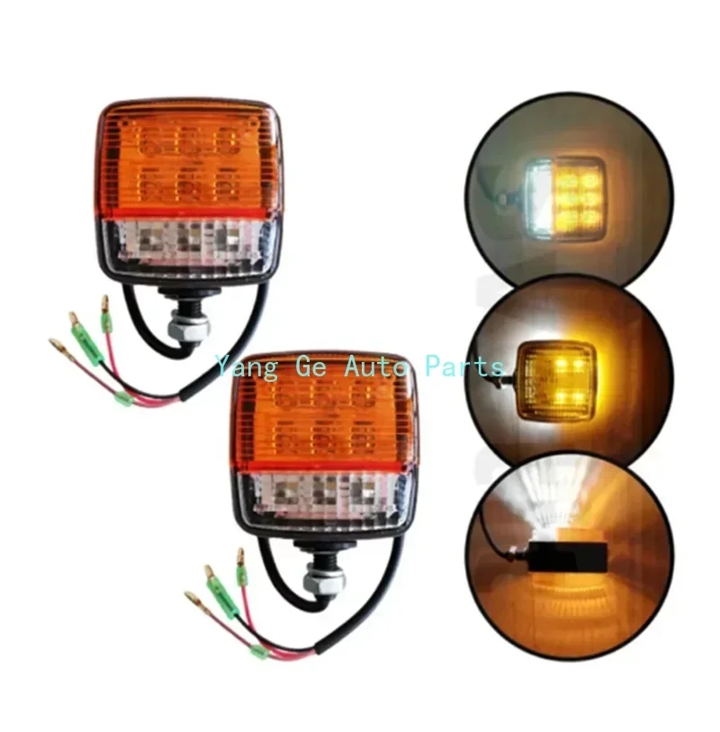 2Pcs LED Forklift Light 12v-80v Tractor Turn Signal Motorcycle Direction Indicator Amber White Truck Trailer Position Lamp