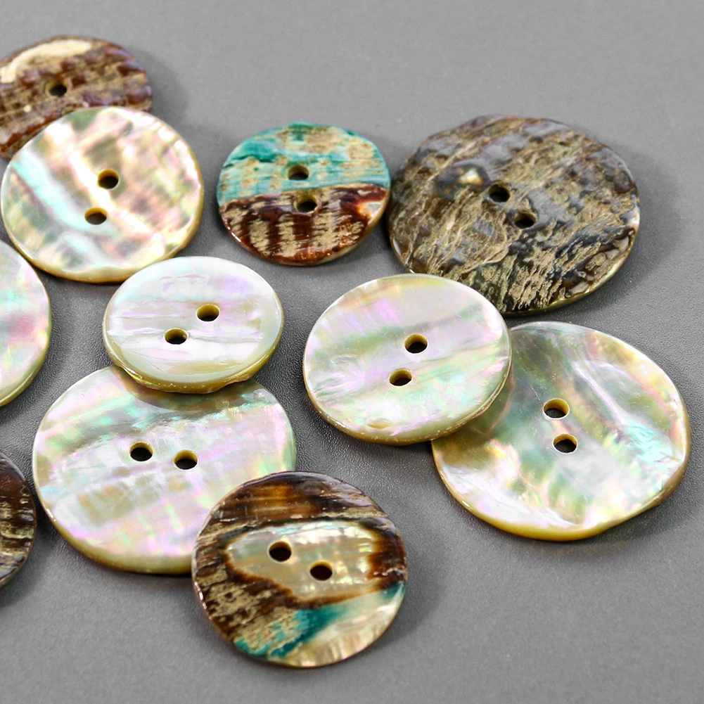 10PCS Real Abalone Shell Button 2 Holes natural MOP Cufflinks Clothes Embellishment DIY Scrapbooking Accessories Sewing Supplies