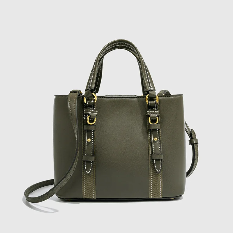 Tas Tote Wanita Tas Pegangan Atas Antik Tas Bahu Modis Kulit PU Solid Tas Selempang Kapasitas Besar Tas Tangan Komuter