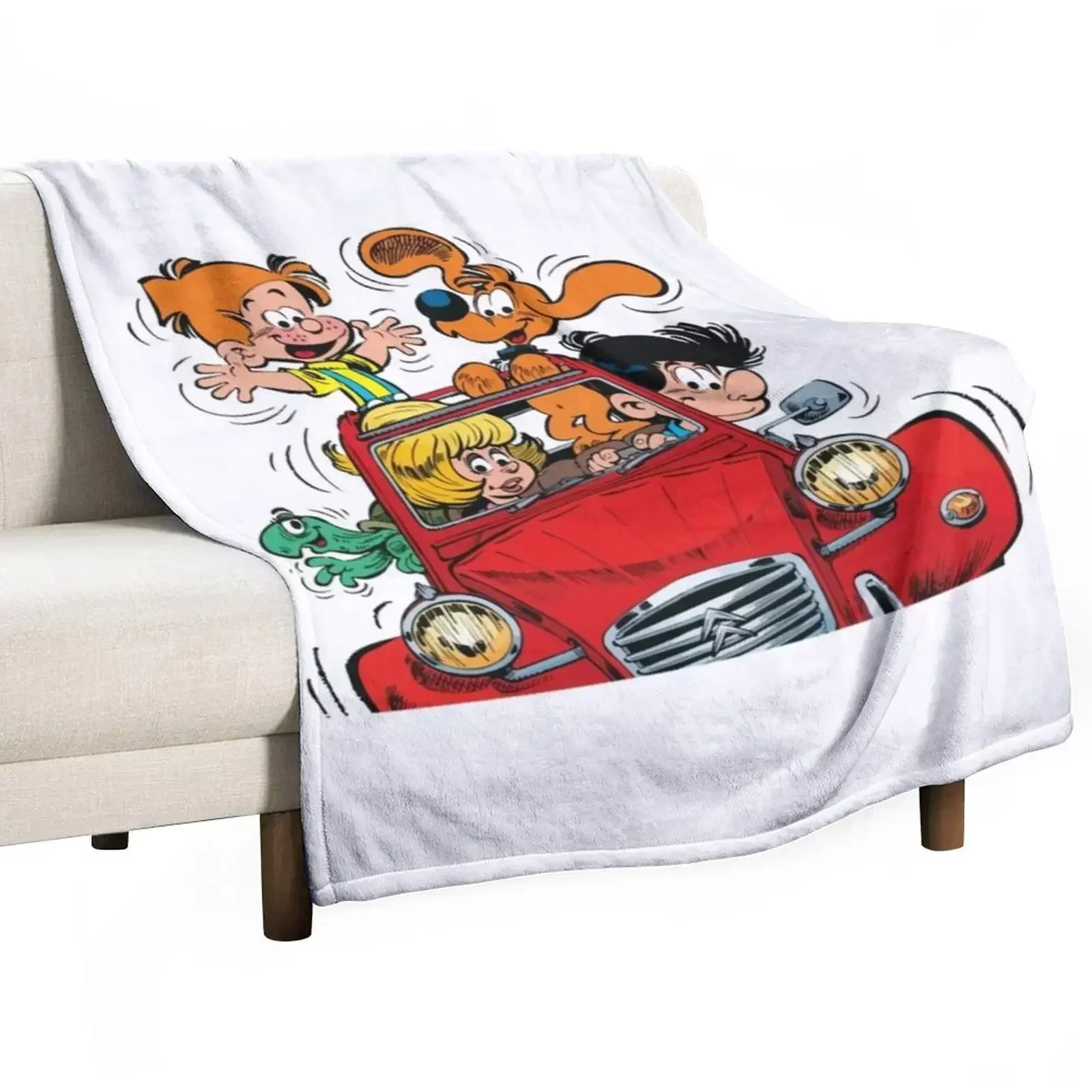 

New Boule et Bill (Billy et copain) dans la voiture classique Throw Blanket Hair Flannel Blankets