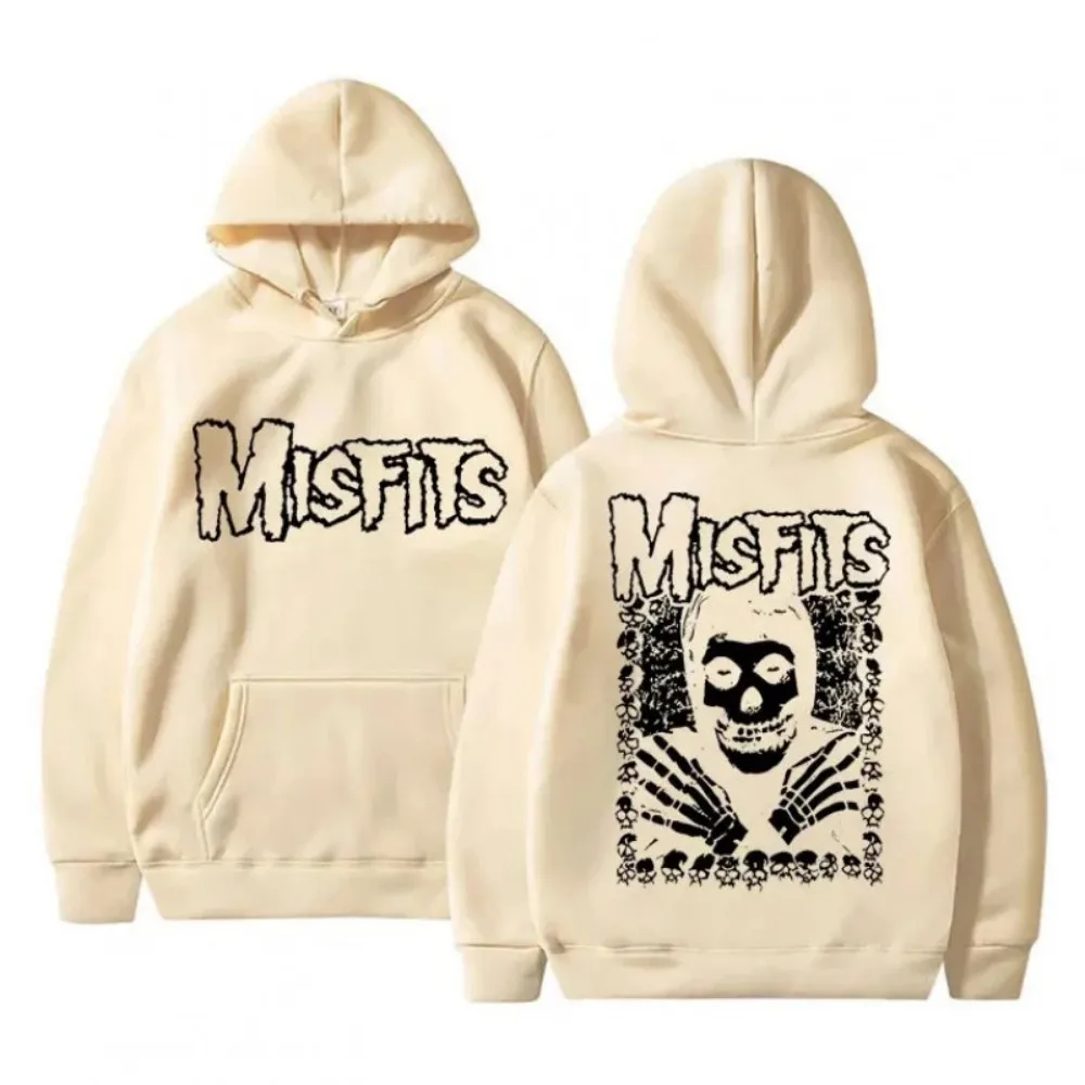 Misfits Skull Graphic Print Hoodie – Casual Punk Rock Style, Streetwear, Autumn/Winter, Unisex Hoodie