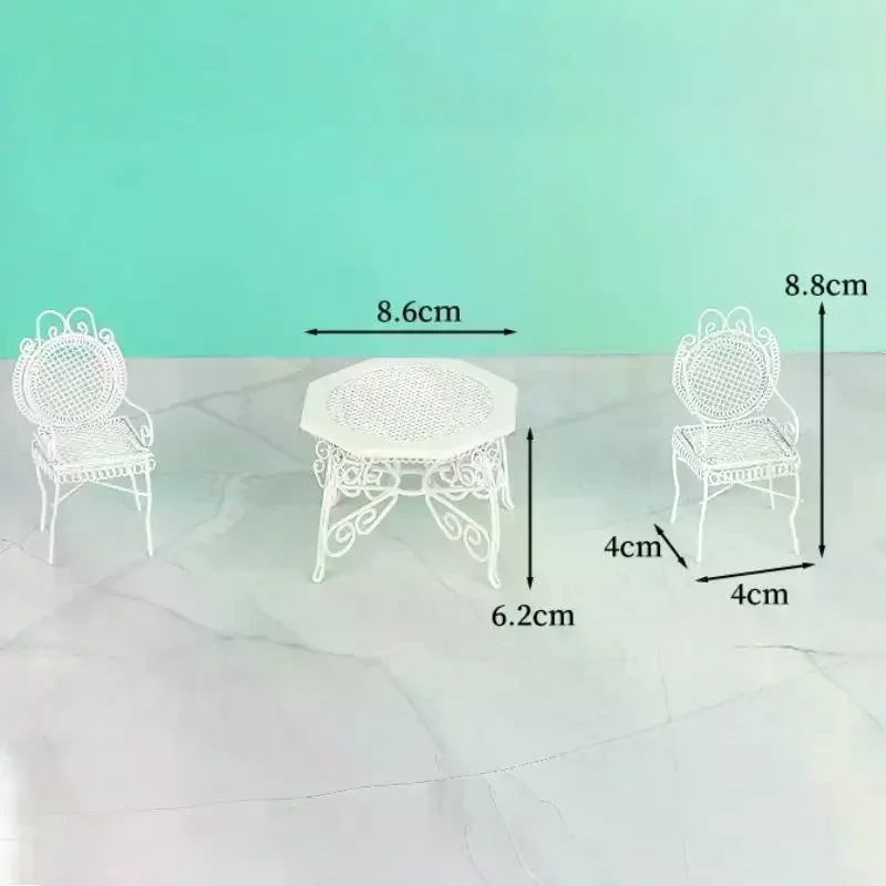 3 個シミュレーションミニ鉄八角形テーブルと椅子モデル 1/12 ドールハウスミニチュア家具セットごっこ遊びおもちゃ子供のため