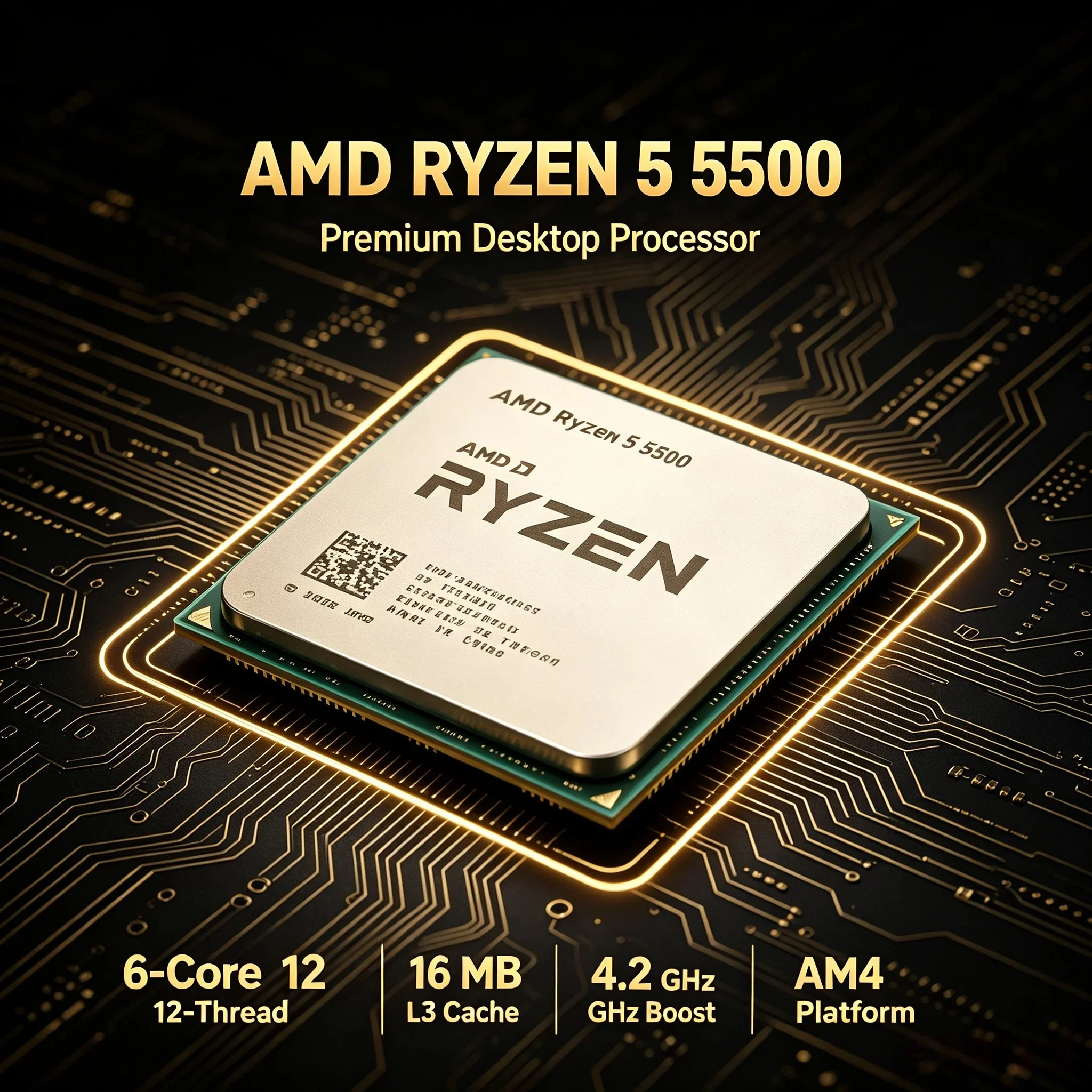 Multi Software Running Processor AMD Ryzen 5 5500 7nm Low Heat Design 16MB L3 Cache Max 4.2GHz Socket AM4 Bare Desktop CPU