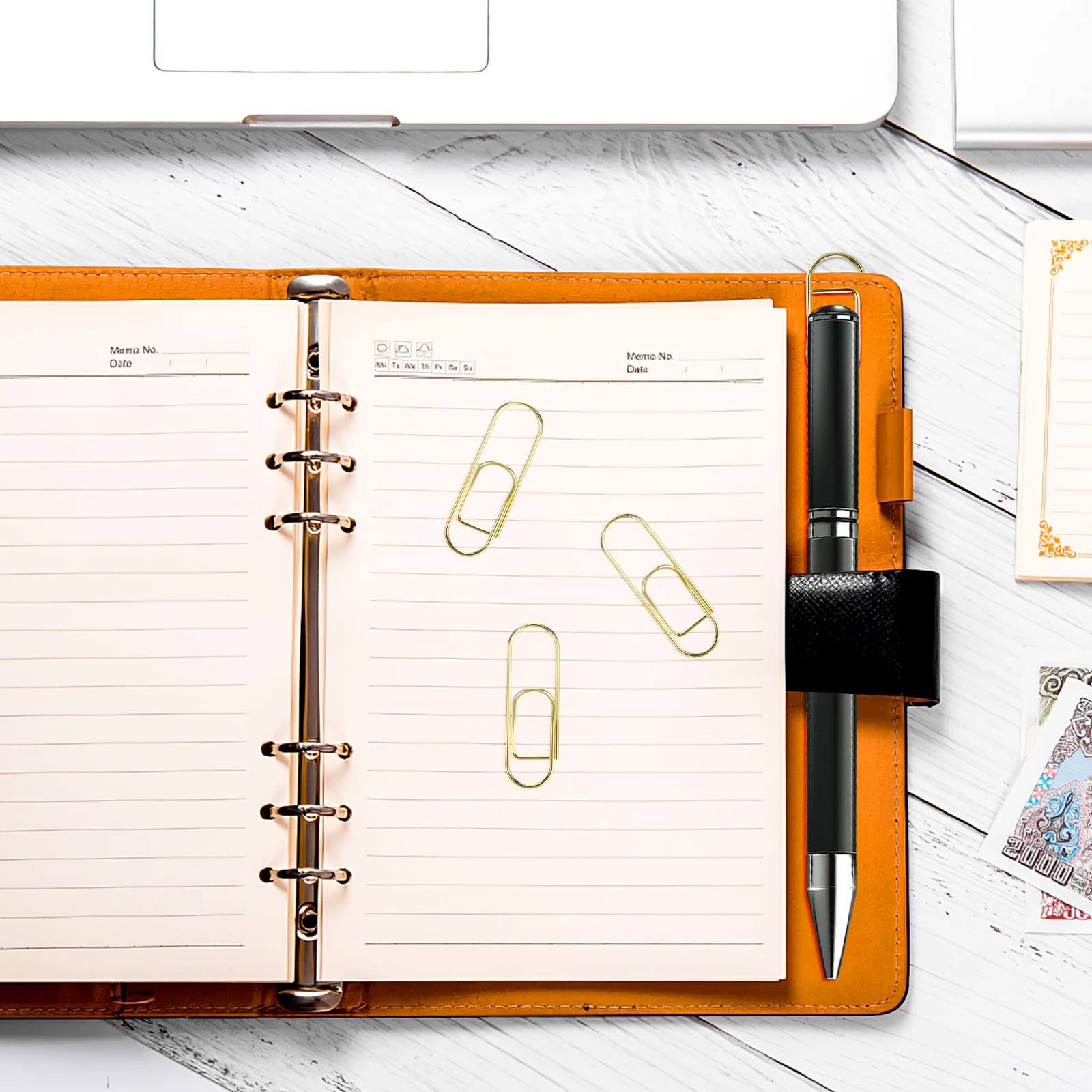 

20pcs Metal Pen Clip Holder For Notebook Office Organizer Clipboard Journals Badge Sheet Markers Holders Fixing Clamp
