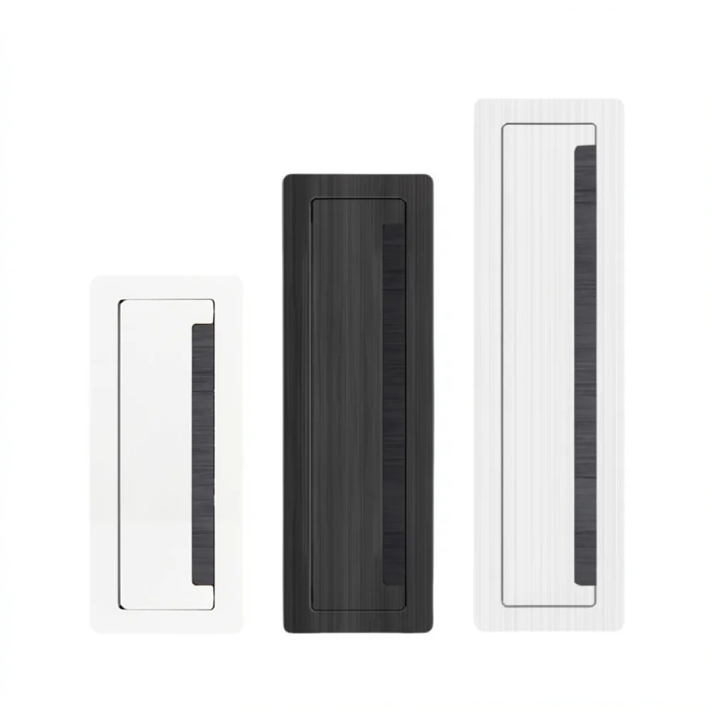 Flush Mount Desk Wire Grommet Brushed Aluminum Cable Organizer Box For Deen Office Workstation Management Cable Protection