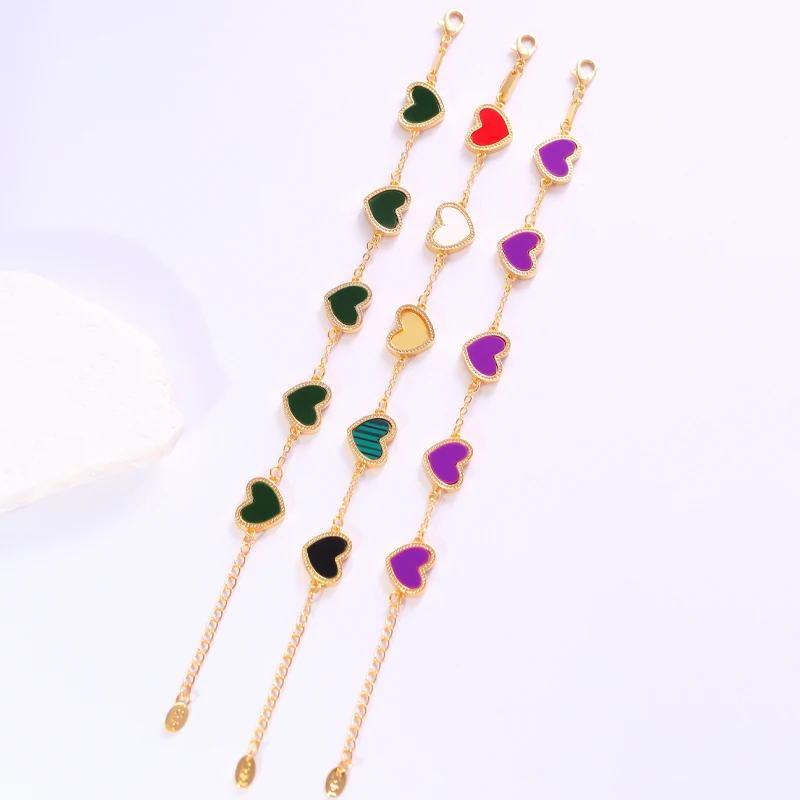 3 pieces of minimalist style bracelet in heart shape, decorated with resin, exquisite and versatile.