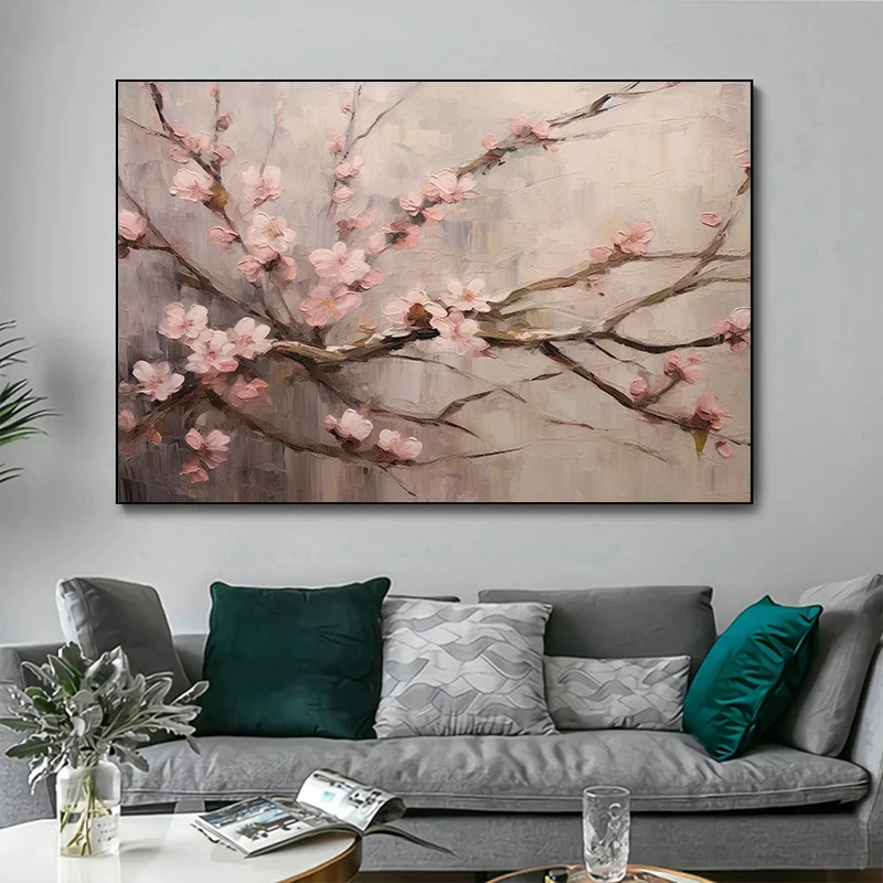 1pc frameless Canvas Painting Cherry Blossom Vintage Floral Posters and Prints Canvas Paintings Wall Art Picture for Living Room