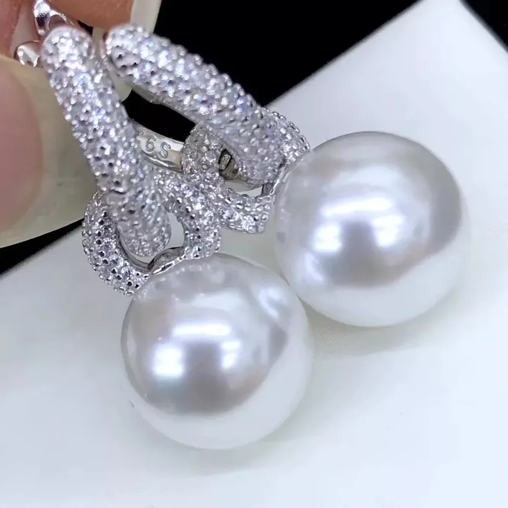 

Gorgeous AAAA 11-12mm 10-11mm 9-10mm South Sea Round White Pearl Earrings 925s