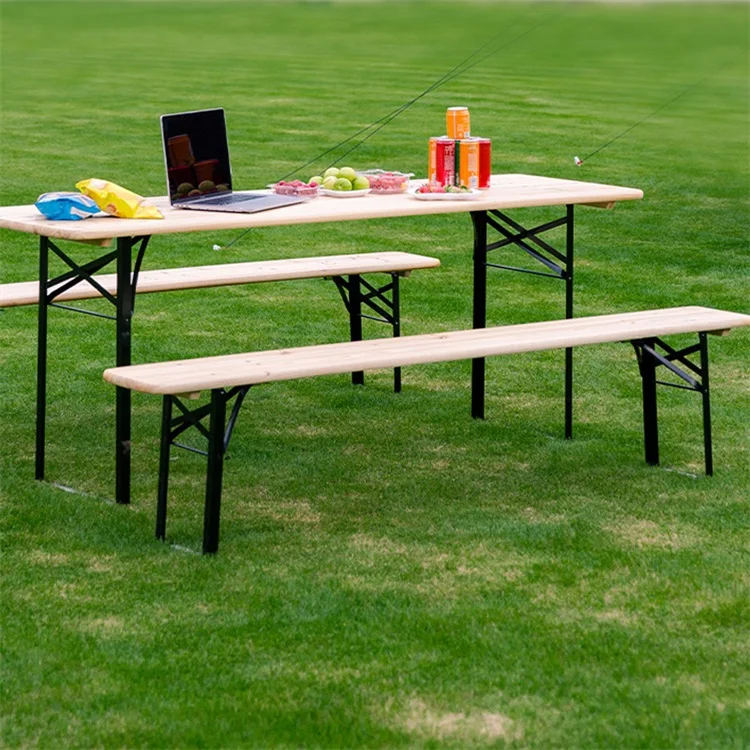 

3-piece Outdoor Garden Beer Table Bench Set for Patio Party Activity