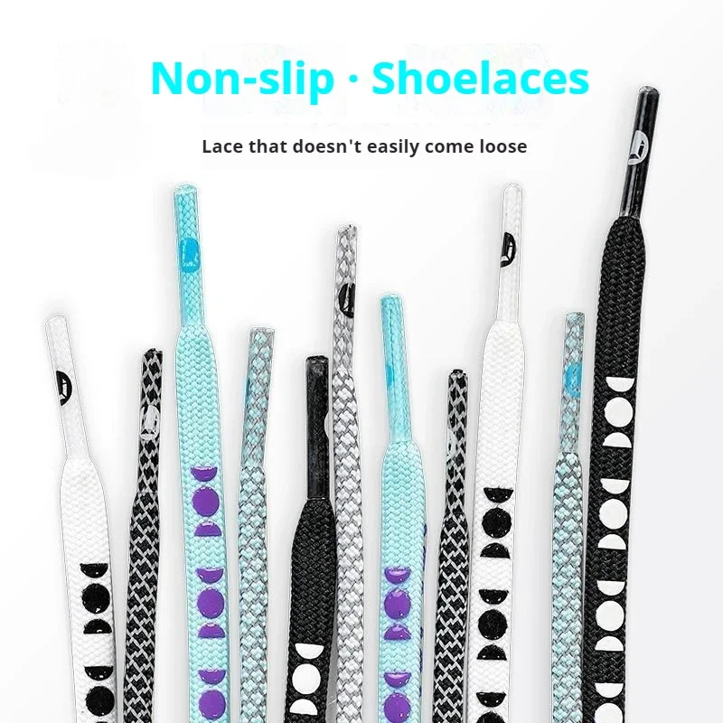 110CM Silicone Anti-Slip Flat Rope Shoelaces for Sneakers Tennis Football Casual Shoes Non-Slip Shoe Laces Accessories