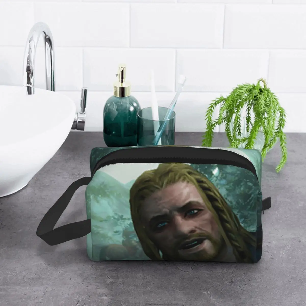 

Hey You You'Re Finally Awake Skyrim Makeup Bag Cosmetic Organizer Storage Dopp Kit Toiletry Cosmetic Bag Pencil Case