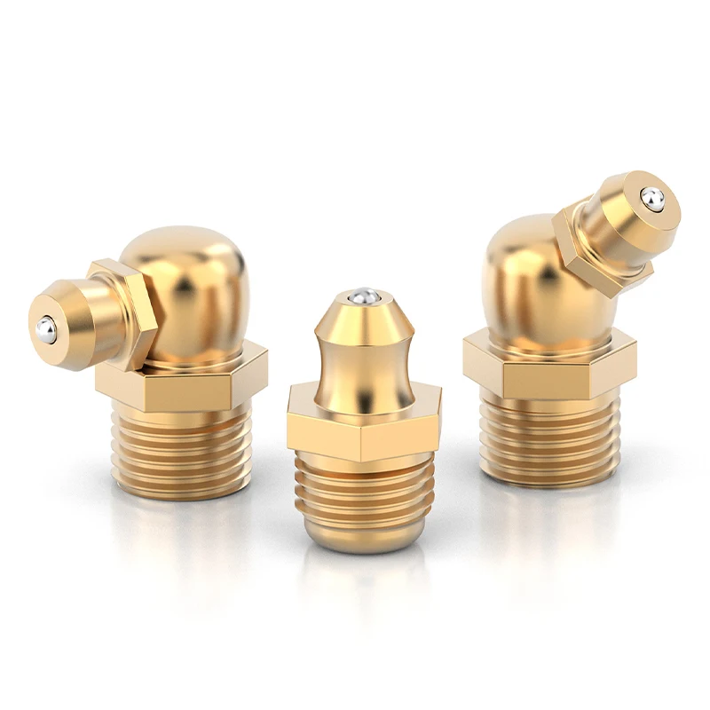 1/2/5/10Pcs 45 90 Degree Brass Elbow Grease Nipple M4-M20, Grease Gun Lubrication Fitting for Mechanical Oil Filling