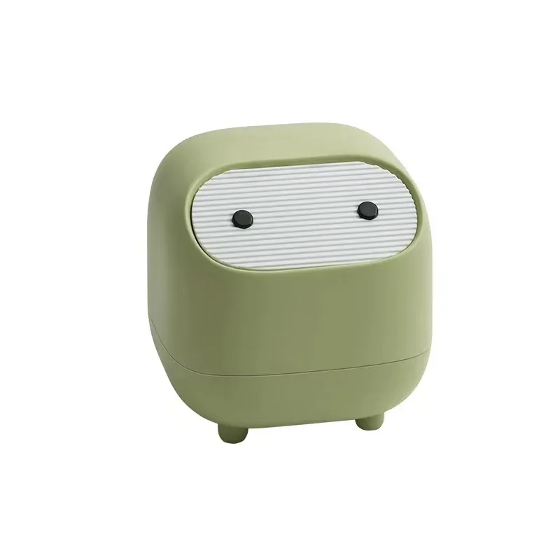 Trash Bin Small Paper Basket Contrasting Color Mini Cute Double-layer Push-type Small Trash Can Desktop Storage Tool Trash Bin