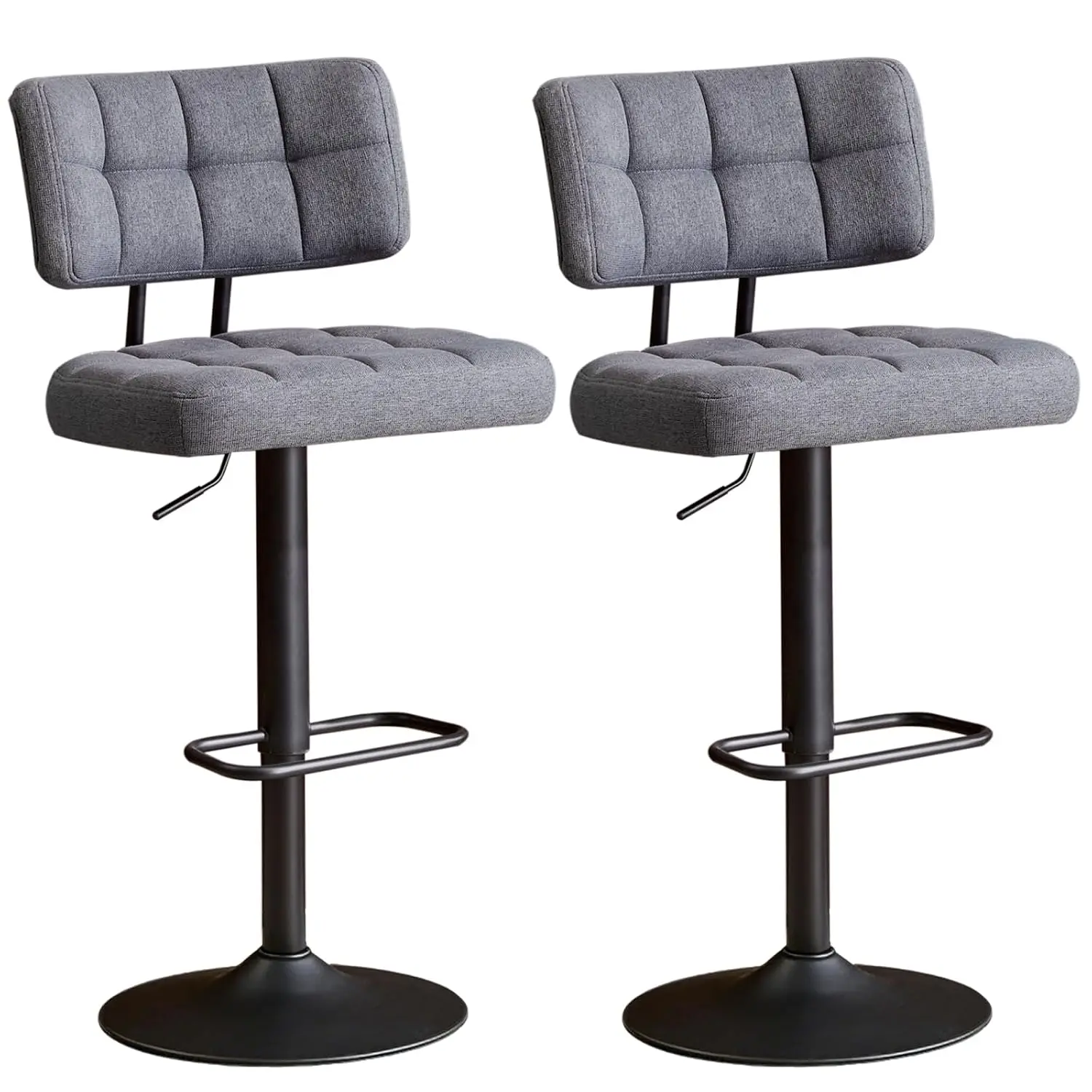 Adjustable Swivel Bar Stool, Linen Upholstered Counter Height Stool With Footrest For Kitchen Island Dining Room, Customized
