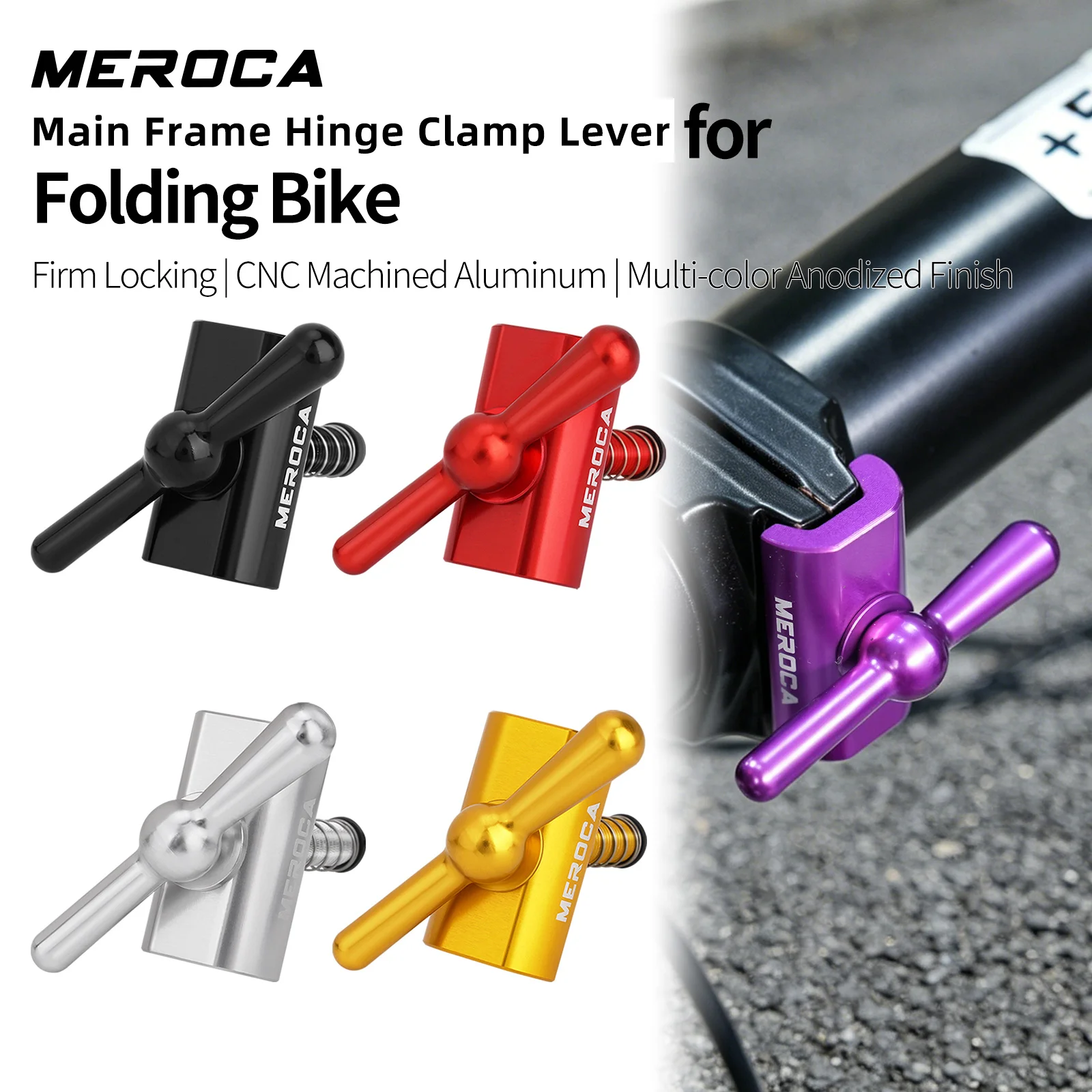 MEROCA Folding Bike Main Frame Hinge C‑Buckle, CNC Aluminum Alloy Secure Lock Knob, Upgrade Mod Accessory For Brompton Bicycle