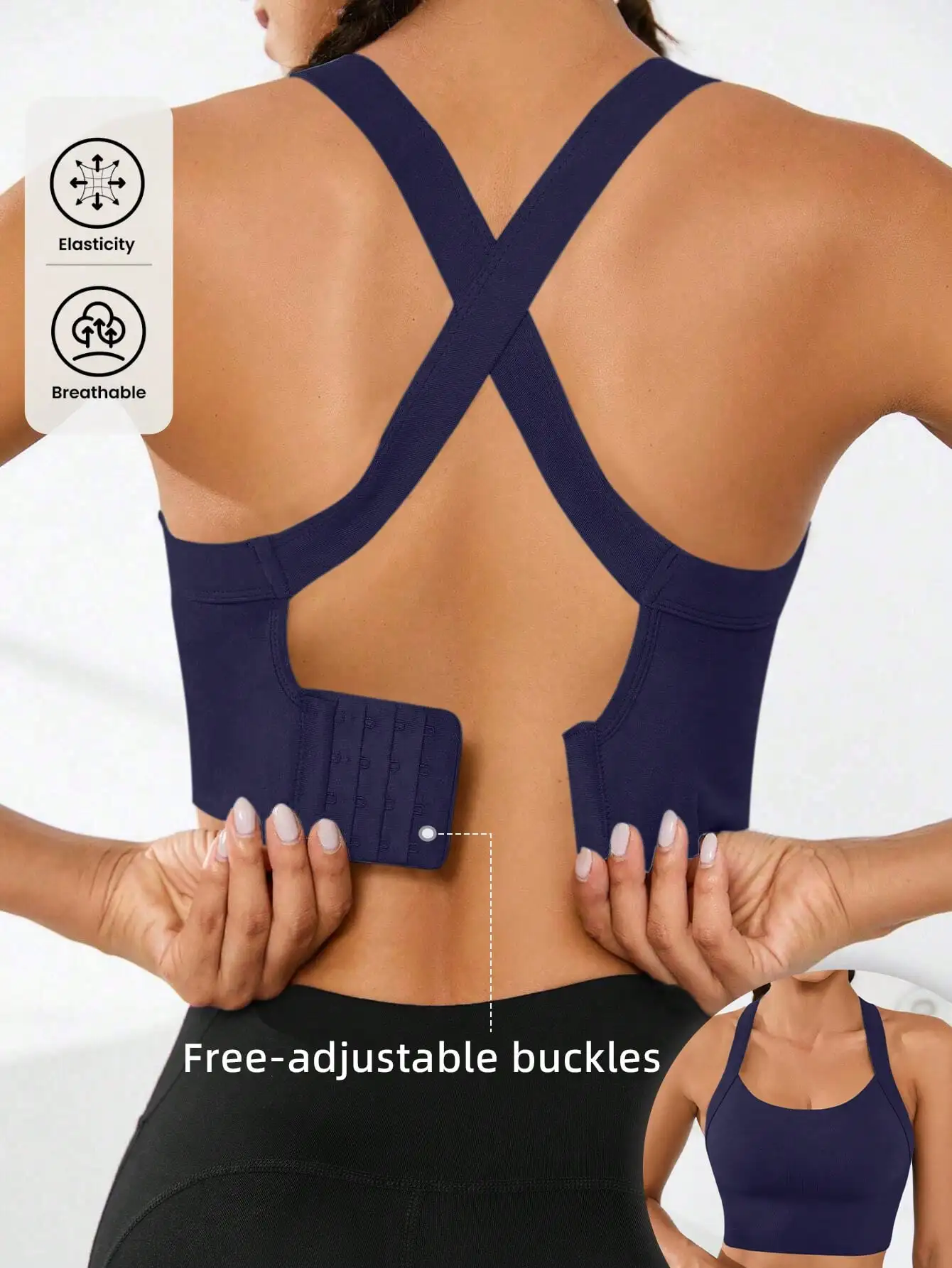 Seamless High-Elasticity And High-Support Sports Bra,Women Underwear Detachable Chest Pad With Cross-Strap Design