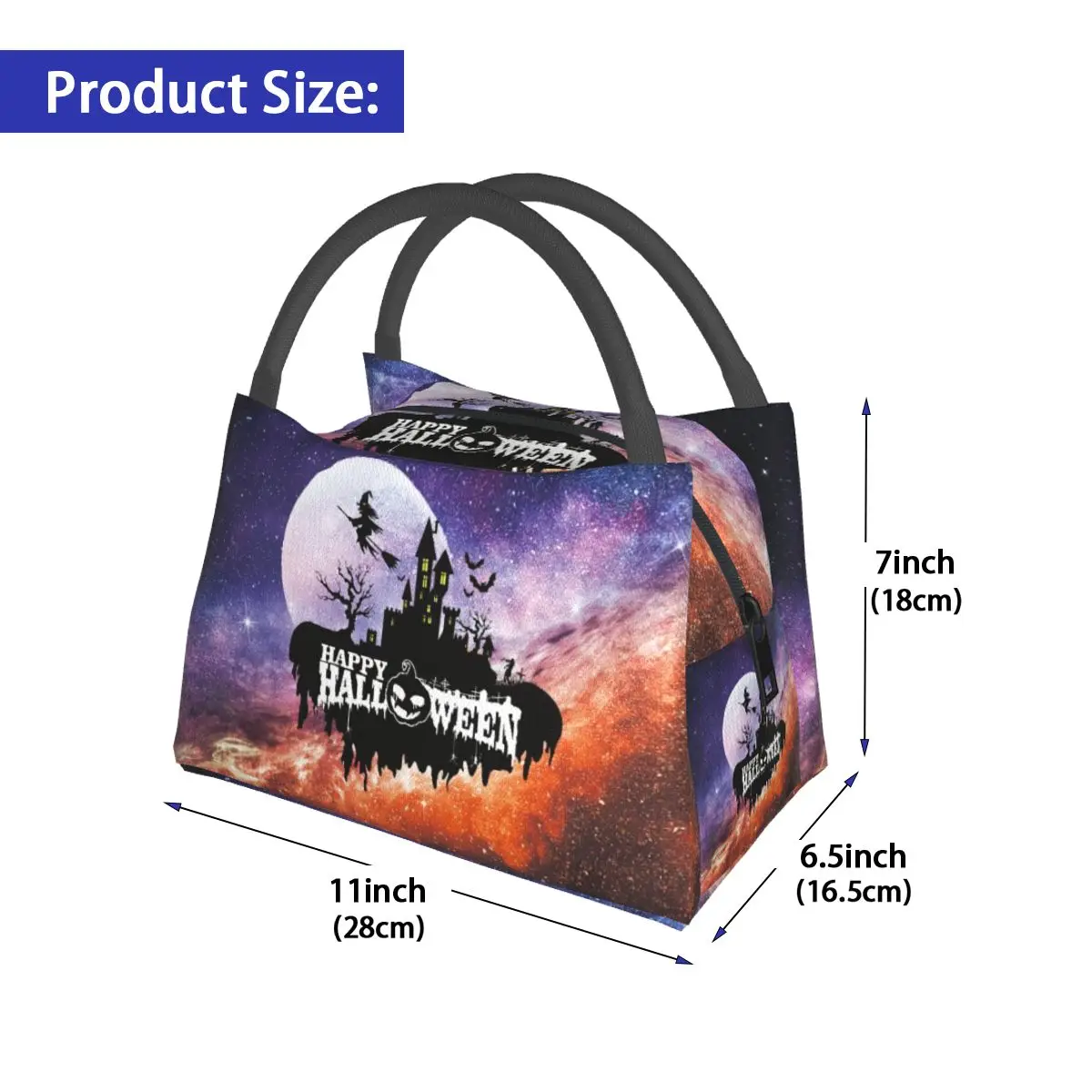 Funny Halloween Insulated Lunch Bag for Picnic All Hallow Mas Pumpkin Witch Leakproof Thermal Cooler Bento Box Women Kids