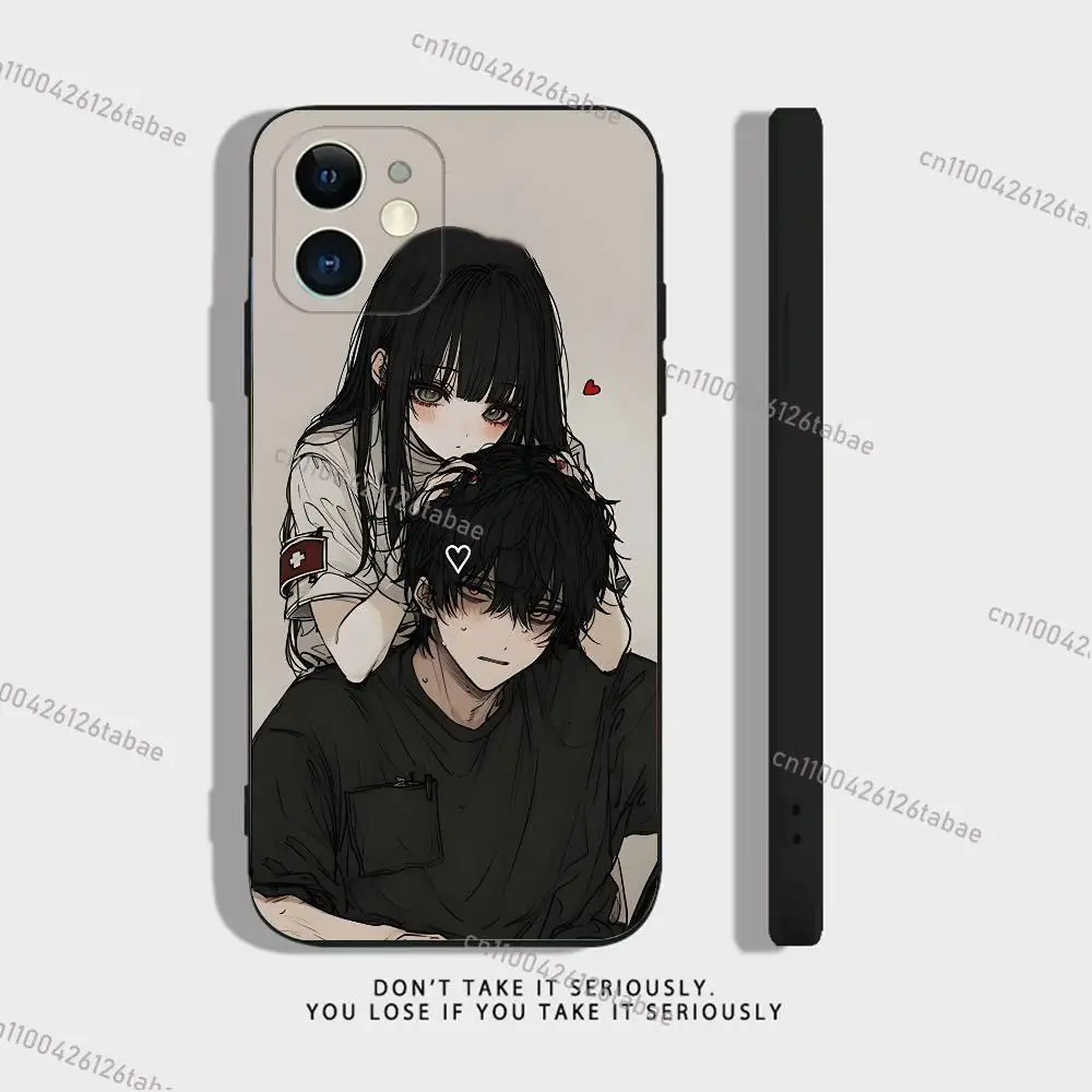 Love Black And Cute Emo Goth Phone Case For iPhone 17,16,15,14,13,12,11,X,XR,XS,Plus,Mini,Pro,Max Soft Black Shockproof Cover - view 6
