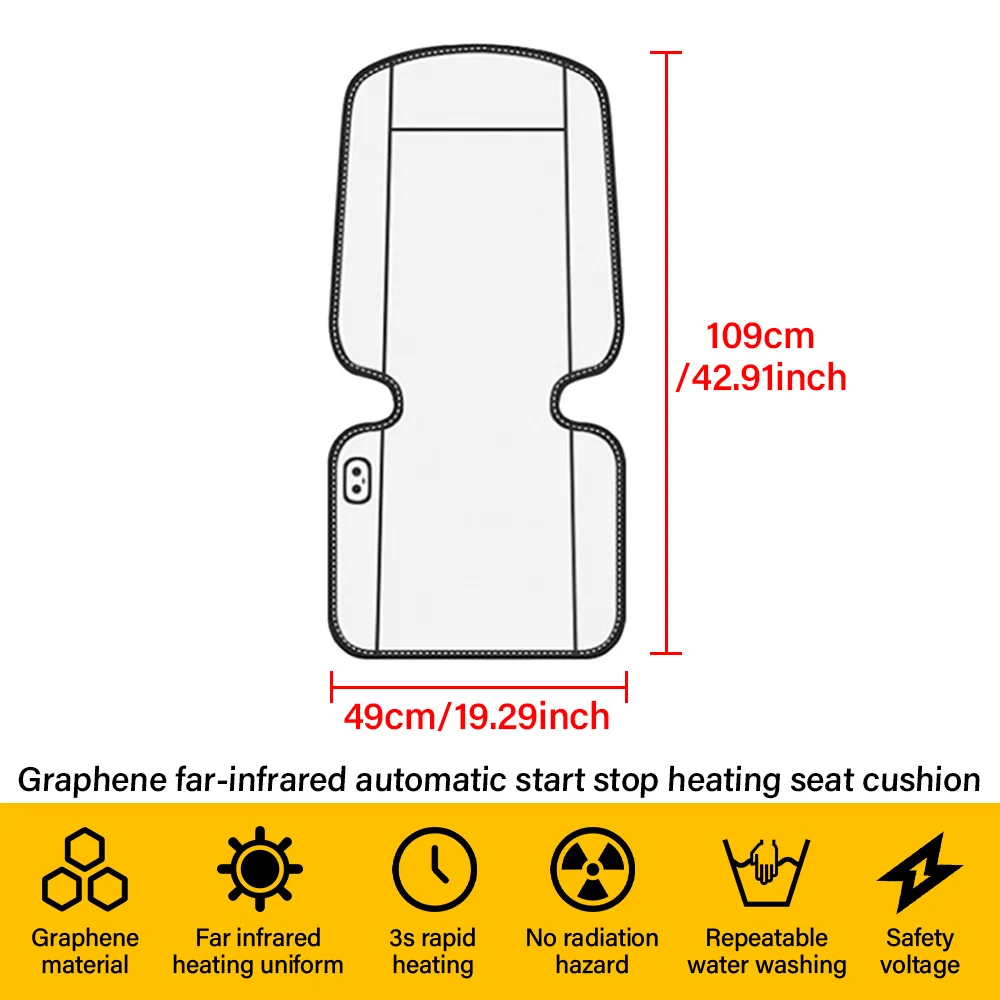 Warm Granular Velvet Heated Car Seat Covers 12V/24V Wire Car Seat Heating Pad Winter Heated Seat Cushion Auto Accessories